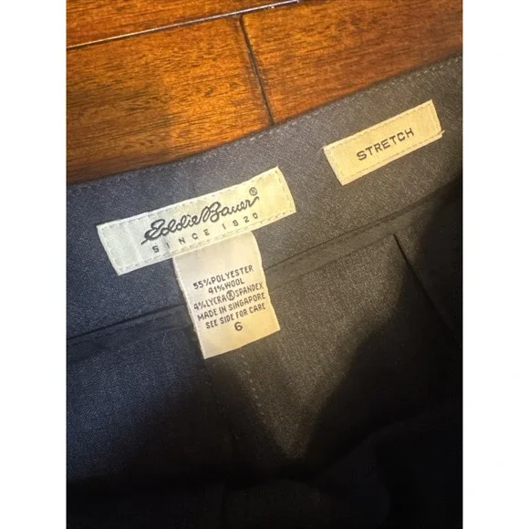 Eddie Bauer Size 6 Wool Blend Stretch Career Pants Charcoal Trousers Singapore - Picture 2 of 6